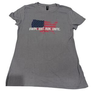 Swim Bike Run Unite Womens T-Shirt Gray Size Large